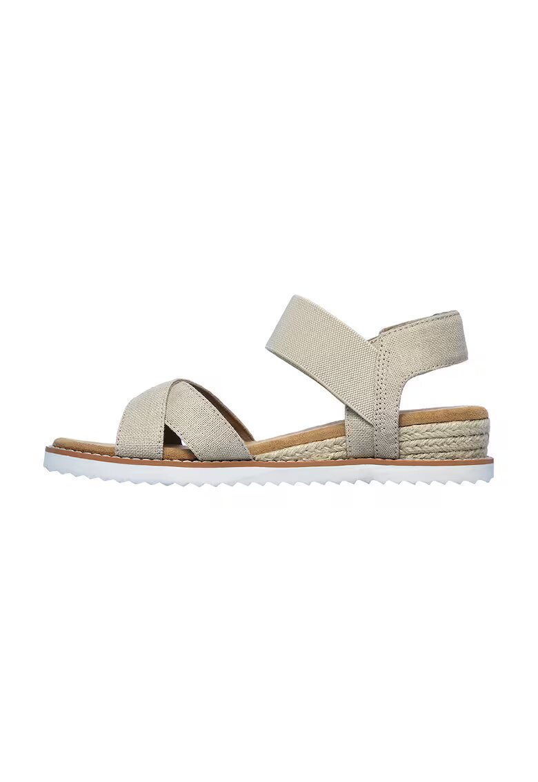 Skechers Sandale cu talpa wedge si inchidere velcro - Maro taupe deschis