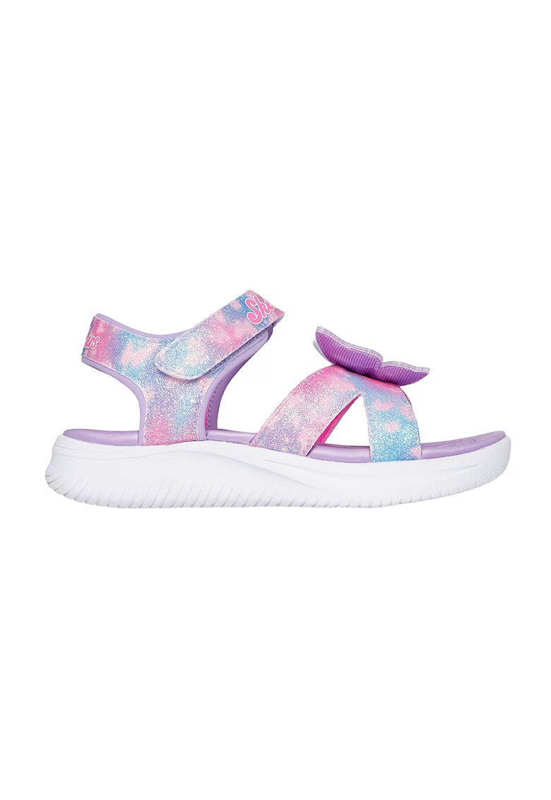 Skechers Sandale cu velcro Lights-Jumpsters - Albastru lavanda/Roz deschis