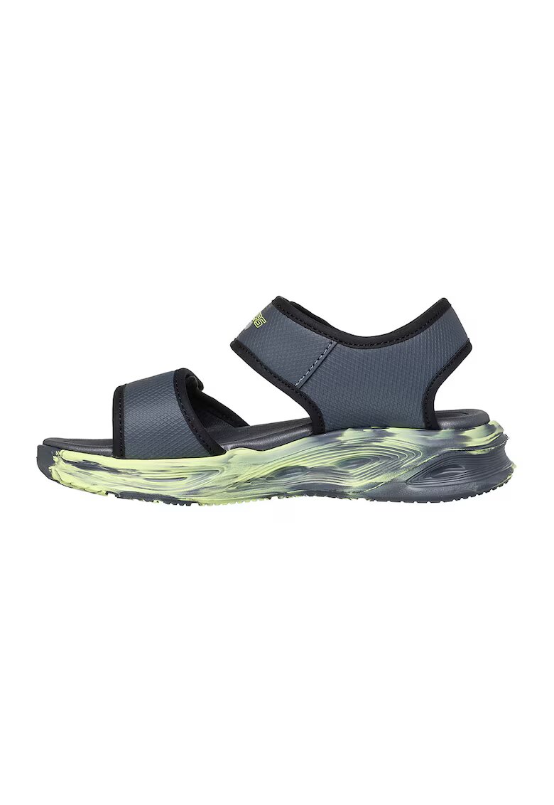 Skechers Sandale cu velcro si imprimeu logo - Gri carbune