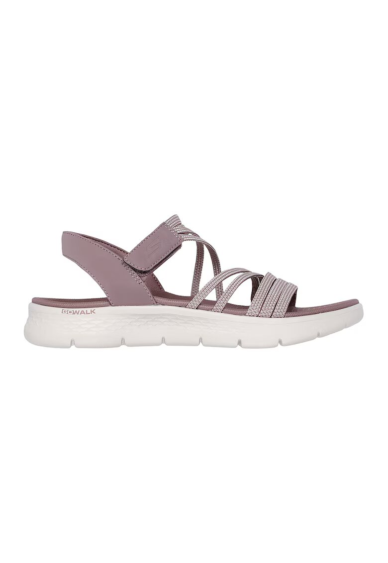 Skechers Sandale de piele ecologica cu velcro - Roz inchis