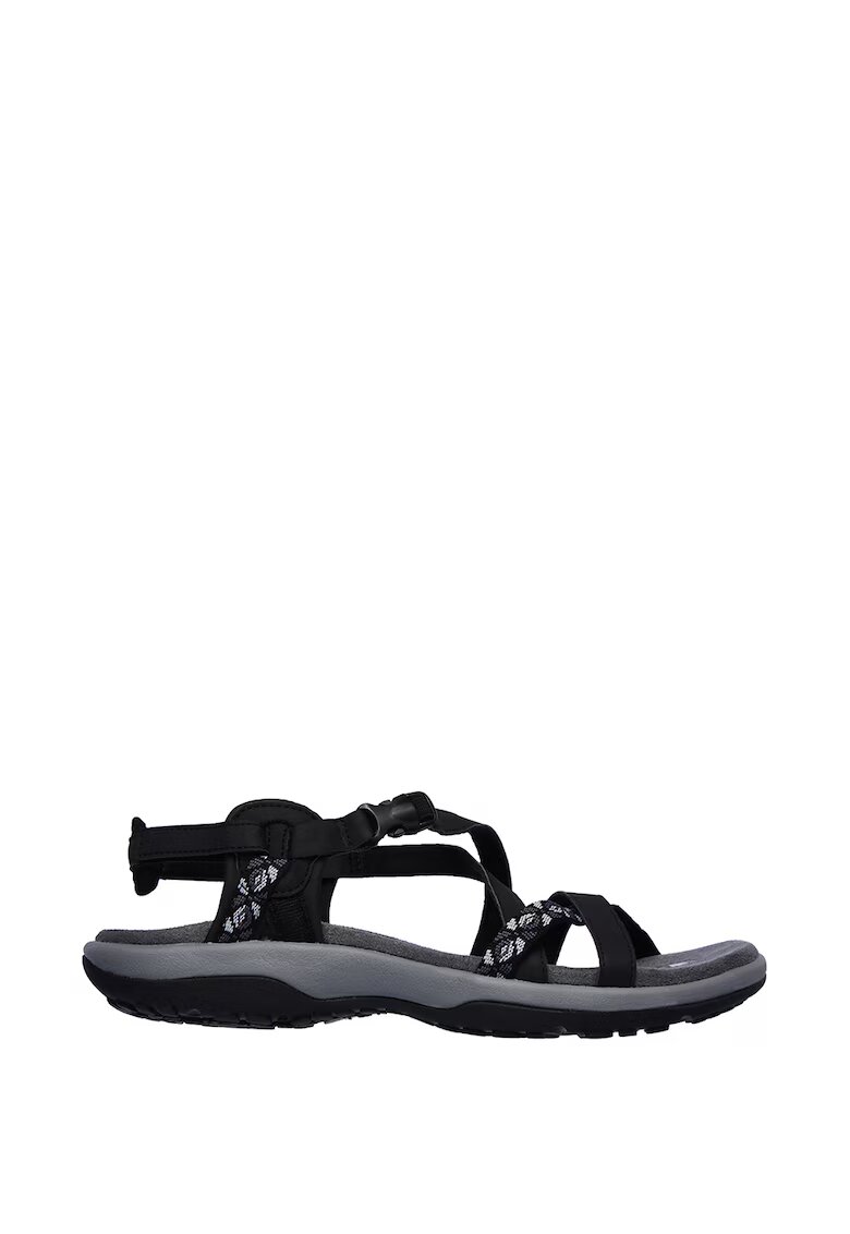 Skechers Sandale de piele ecologica si material textil Vacay - Negru/Gri inchis
