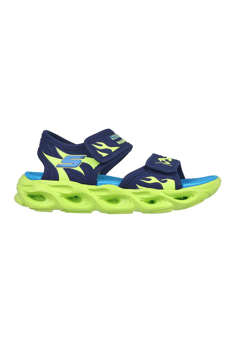 Skechers Sandale din material textil cu velcro Thermo-Splash Heat-Flo - Verde lime/Bleumarin