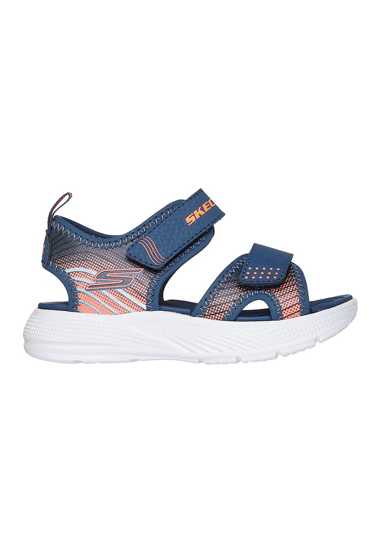 Skechers Sandale Microspec-Splash de piele ecologica cu velcro - Albastru inchis/Portocaliu deschis