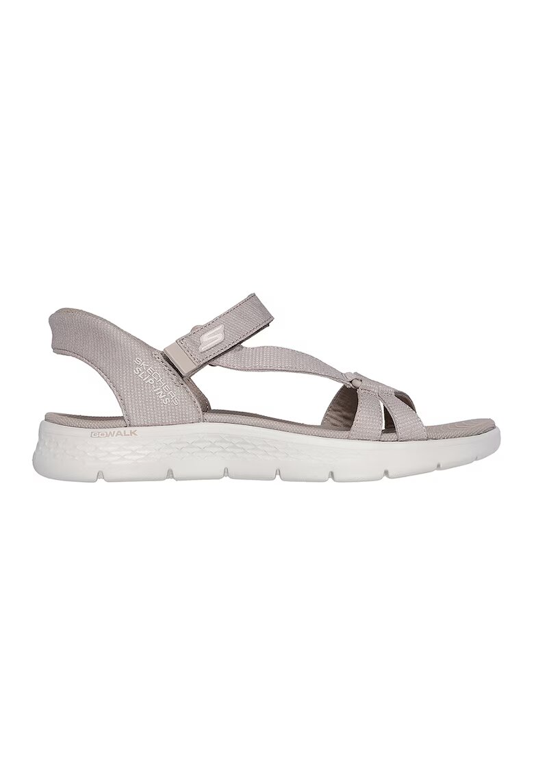 Skechers Sandale slip-on cu logo si talpa plata - Maro taupe