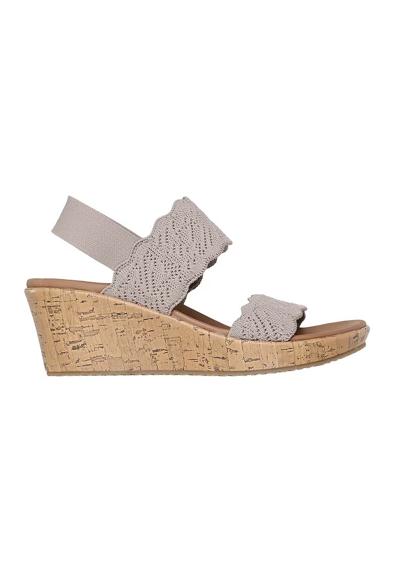 Skechers Sandale wedge cu detaliu brodat - Maro taupe