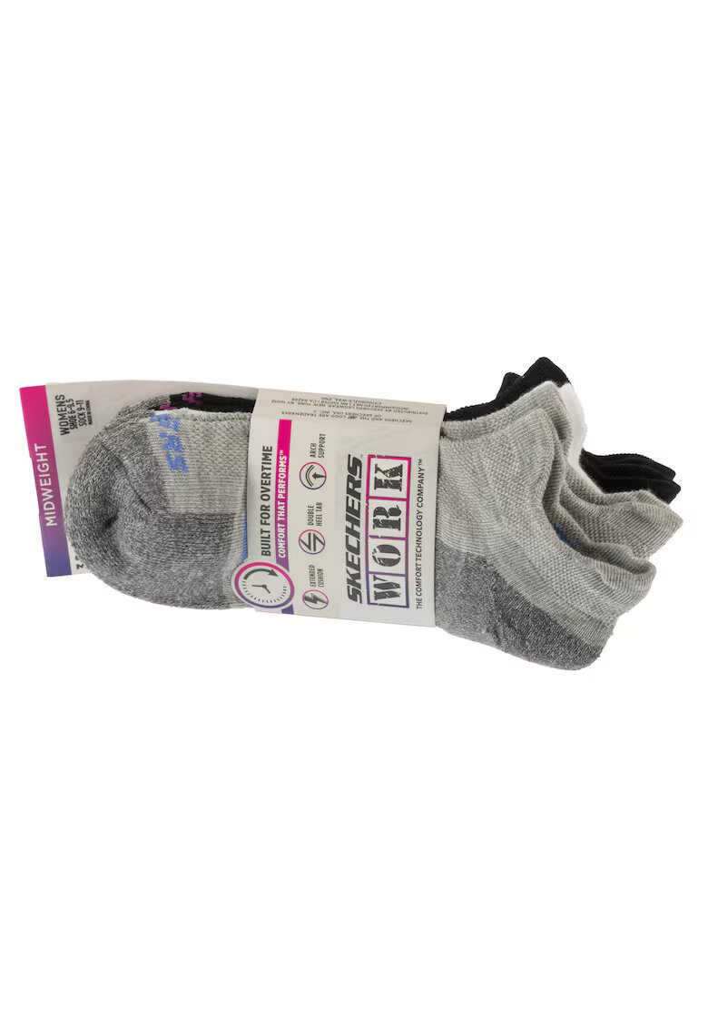 Skechers Set sosete dama - 3pk Work Lowcut Womens Socks S119052-GRBK - Gri - 35-39 -5; 3buc