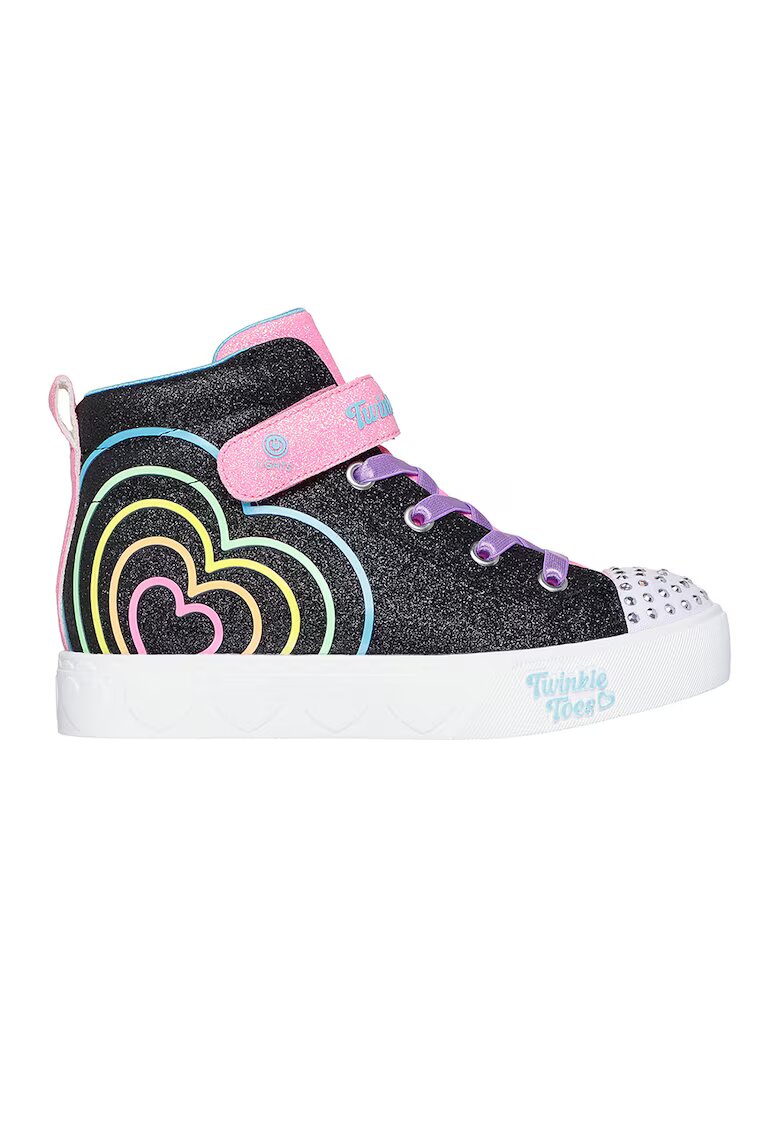 Skechers Tenisi mid-high cu lumini led Twinkle Toes Heart Steps - Negru/Roz