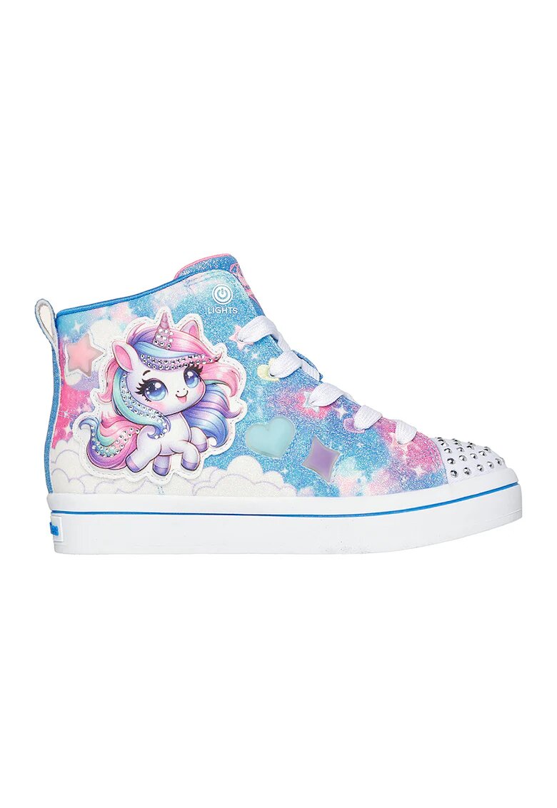 Skechers Tenisi mid-high cu lumini led Twinkle Toes Twi-Lites 2.0 - Roz/Albastru