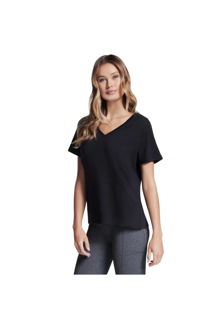 Skechers Tricou sport dama - Pima - decolteu in V - negru -