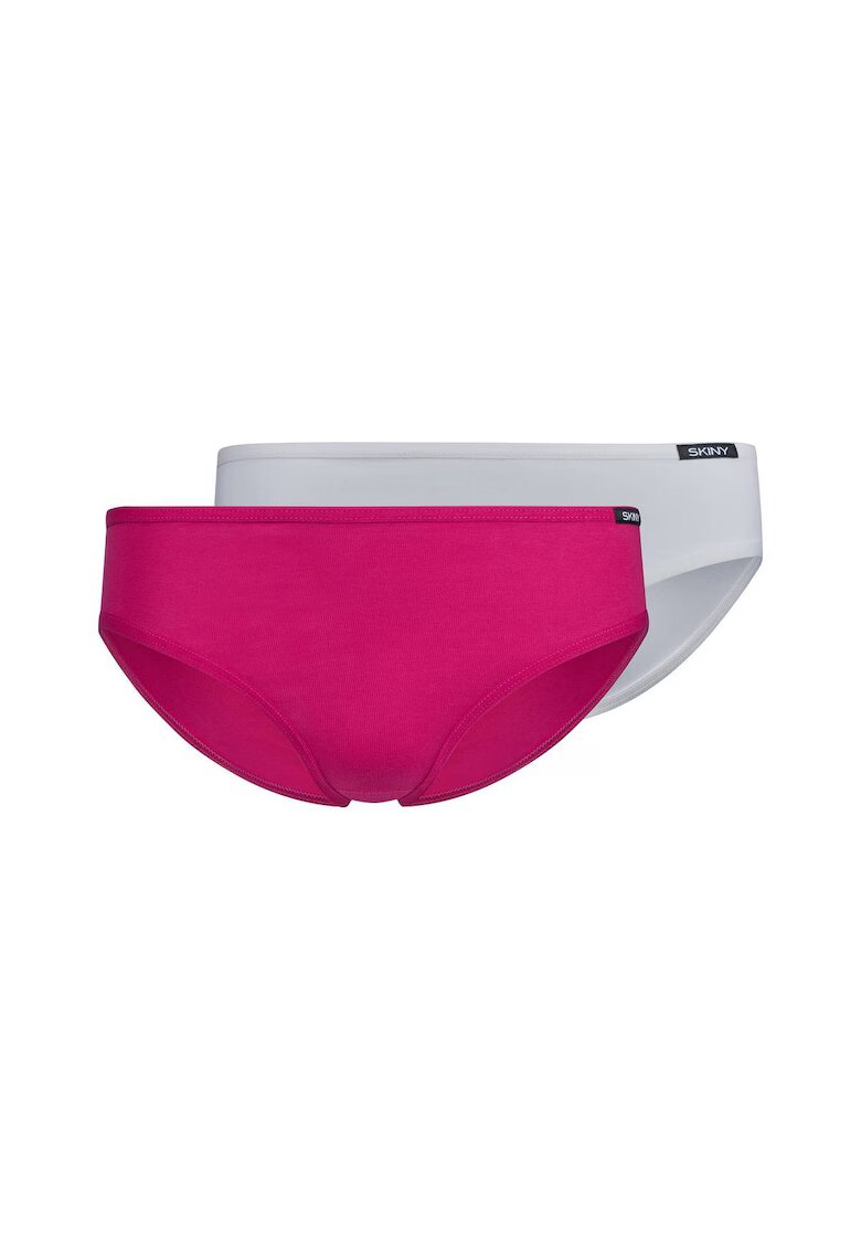 Skiny Set de chiloti din amestec de bumbac - 2 perechi - Alb/Roz
