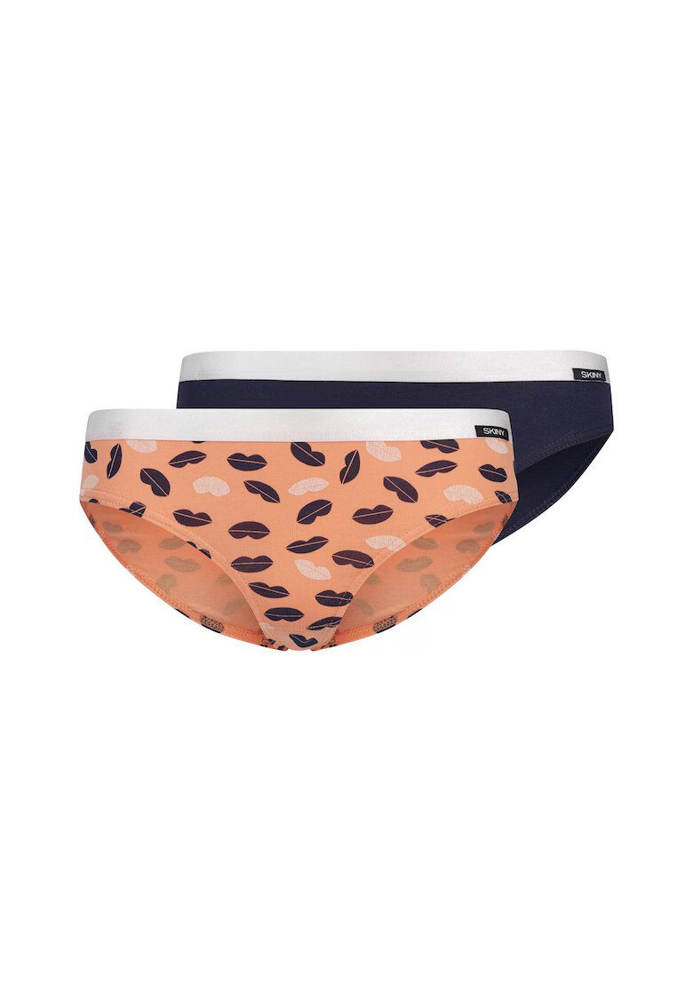 Skiny Set de chiloti din amestec de bumbac - 2 perechi - Negru/Portocaliu