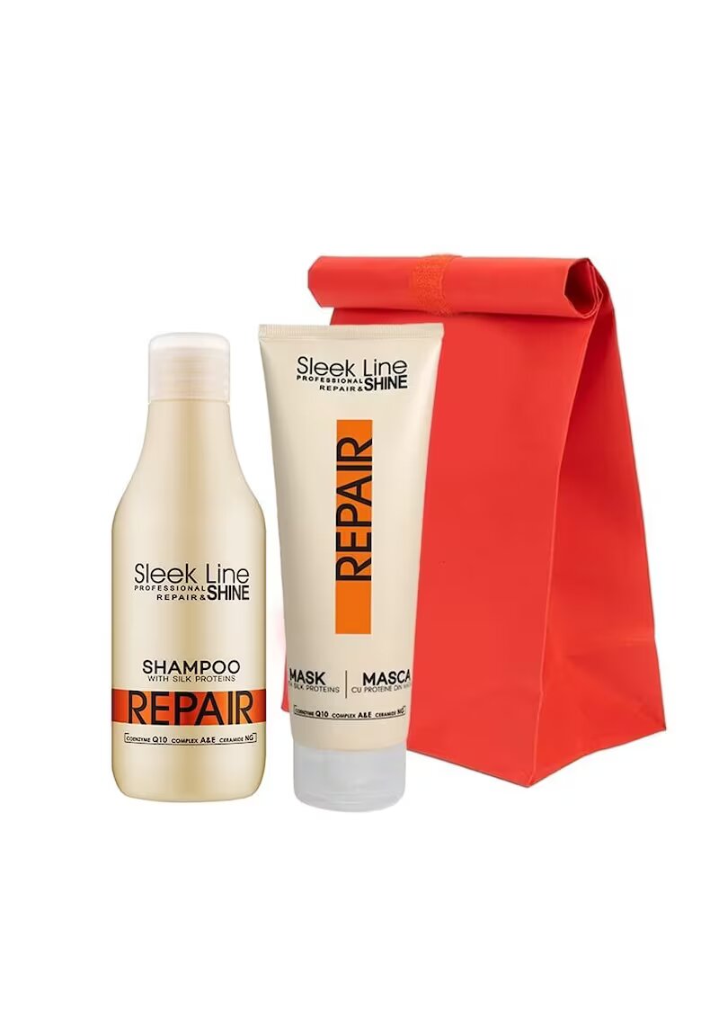SLEEK LINE Set Repair – Sampon - 300 ml si Masca cu proteine din matase pentru par deteriorat - 250 ml