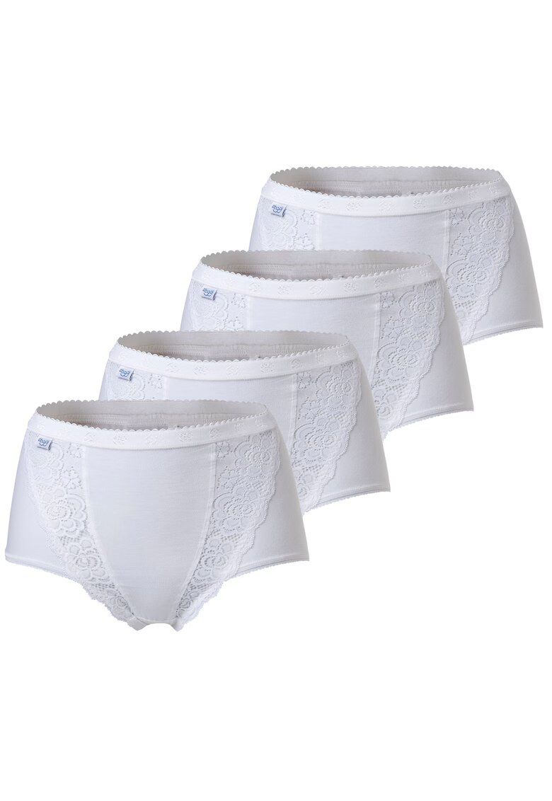 Sloggi Set de chiloti cu garnituri de dantela Chic Maxi - 4 perechi - Alb