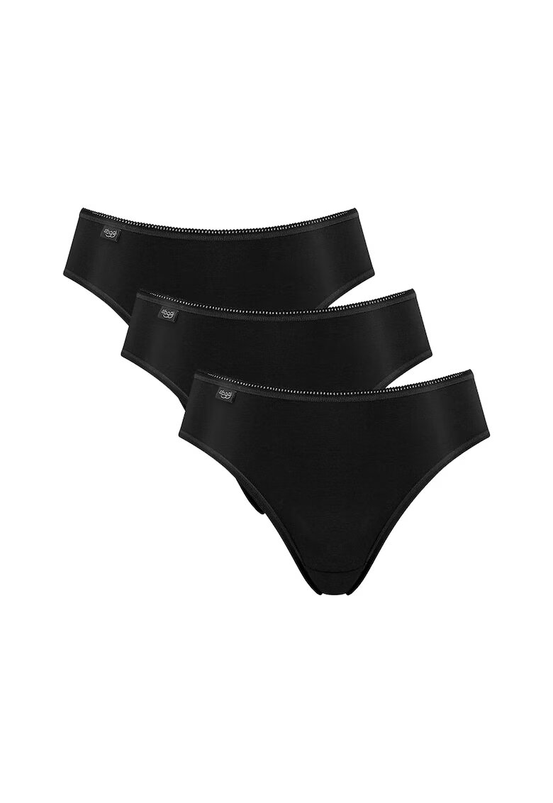 Sloggi Set de chiloti cu talie medie - 3 perechi - Negru