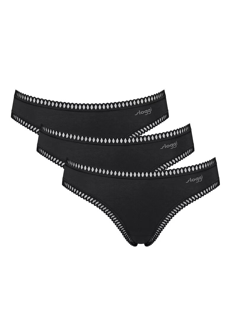 Sloggi Set de chiloti din amestec de bumbac - 3 perechi - Negru