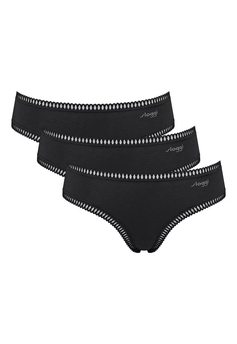 Sloggi Set de chiloti hipster cu logo discret - 3 perechi - Negru