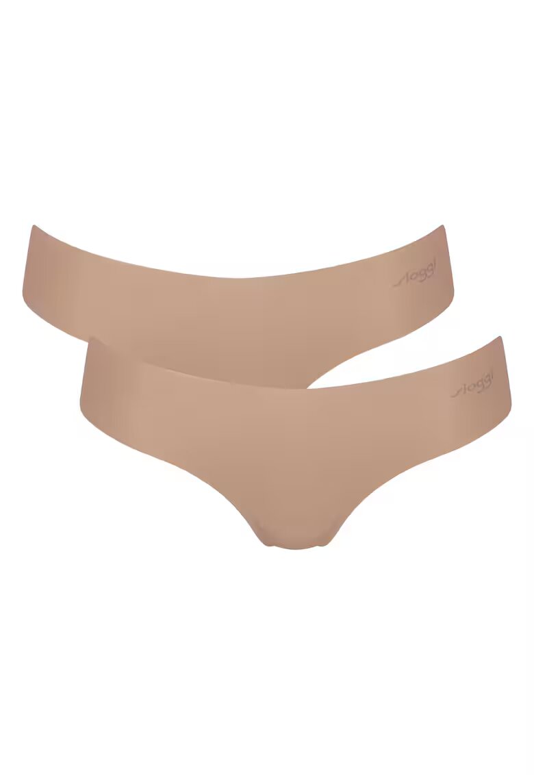 Sloggi Set de chiloti tanga fara cusaturi - 2 perechi - Maro nisip