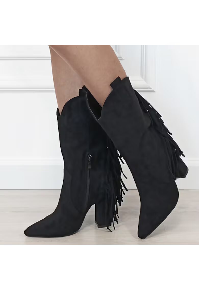 SOFILINE Cizme negre cu franjuri in spate 2531 115 18540 - Negru