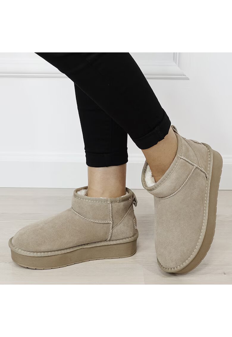 SOFILINE Ghete kaki deschis din piele naturala NN604 116 18315 - Kaki