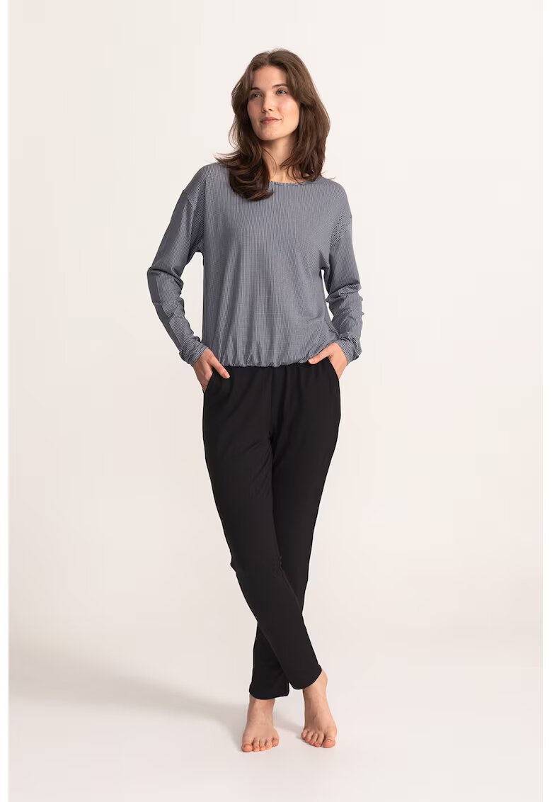 Soft & Seven BY SOFIAMAN Pijama cu maneci lungi Relax Time - Alb/Negru