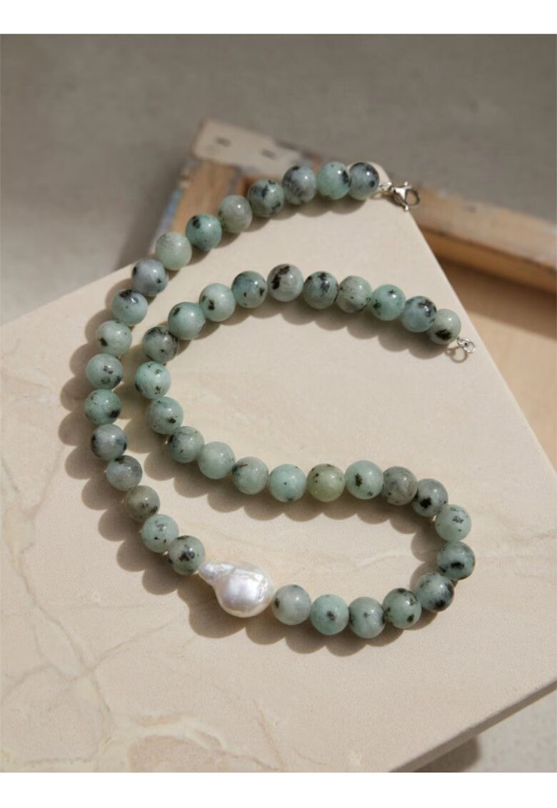 SOL Jewelry Colier cu Jasp si perla de cultura N1