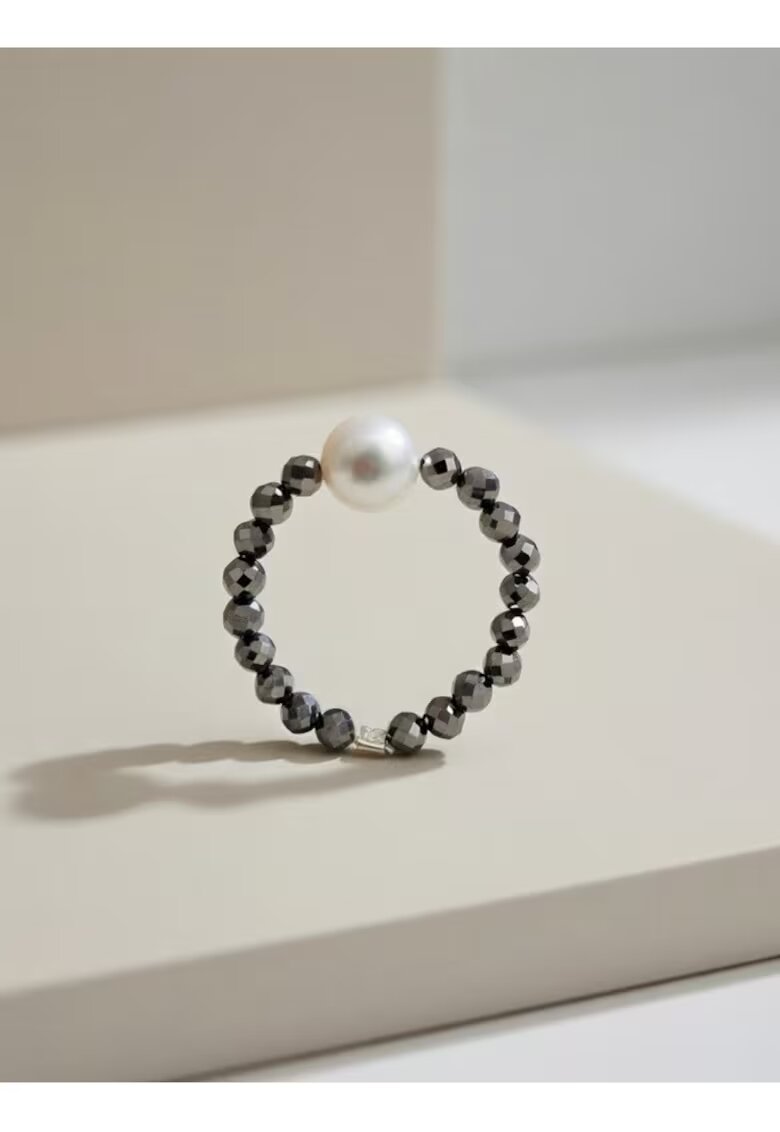 SOL Jewelry Inel cu terahertz si perla de cultura D7