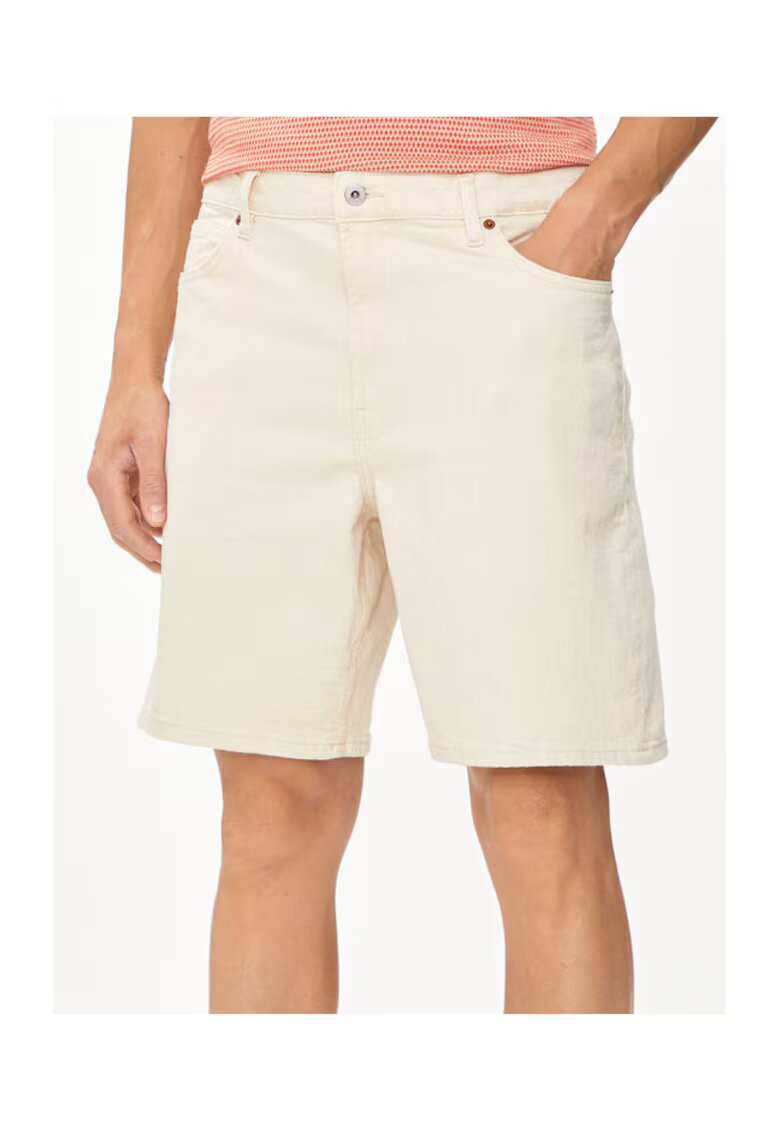 Solid Pantaloni scurti barbati - 303528867 - Bumbac - Bej - Bej