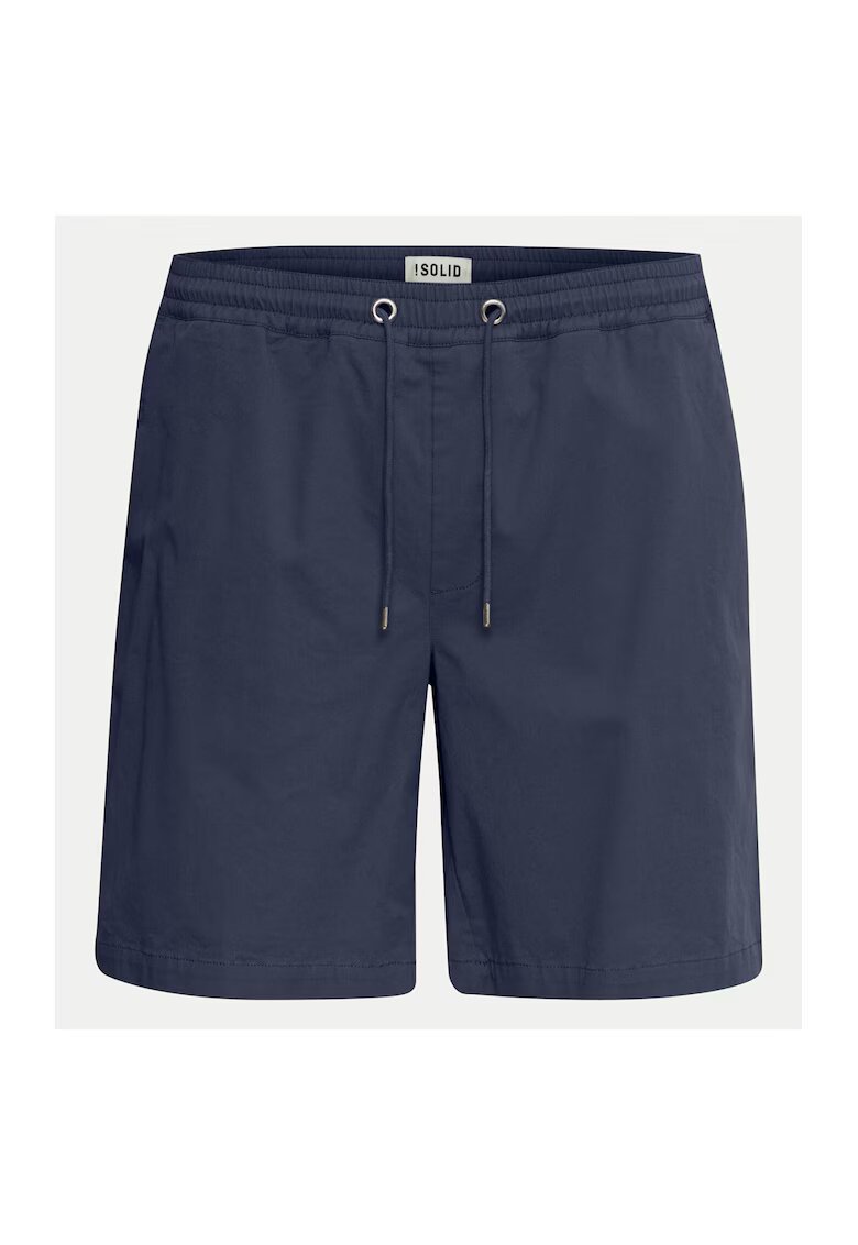 Solid Pantaloni scurti barbati - 303539306 - Albastru inchis - Bumbac