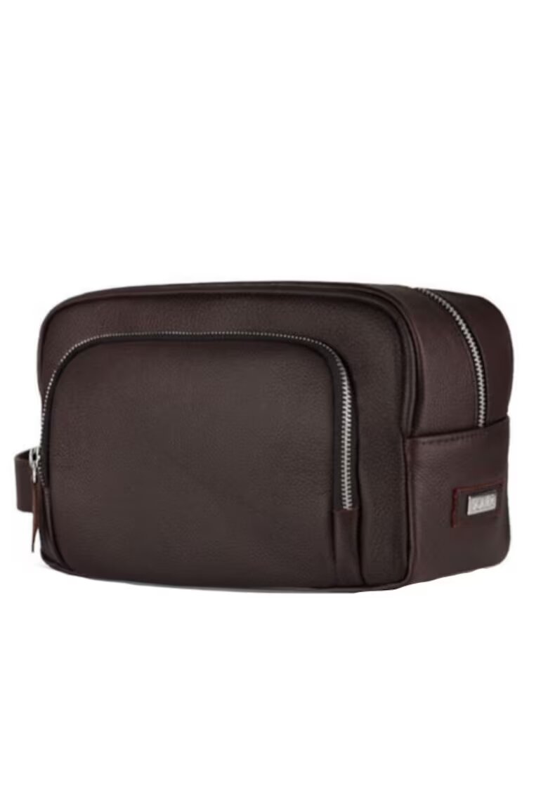 Solier Geanta accesorii din piele naturala SK04 maro inchis