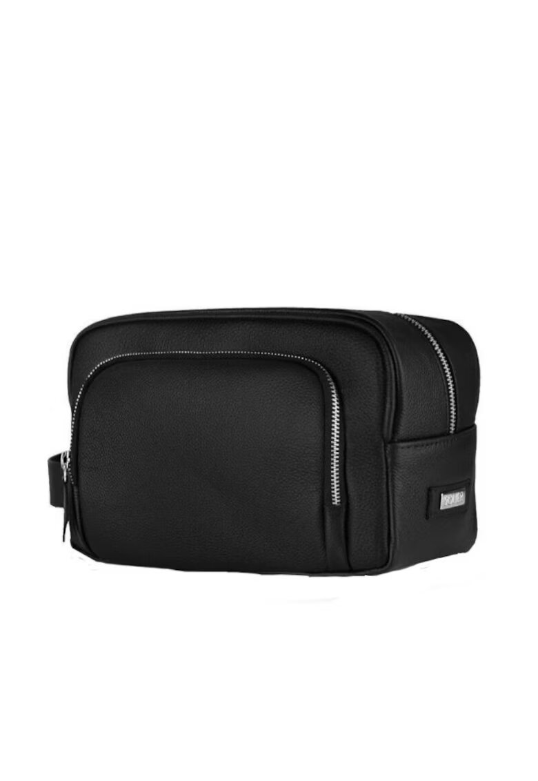 Solier Geanta accesorii din piele naturala SK04 negru