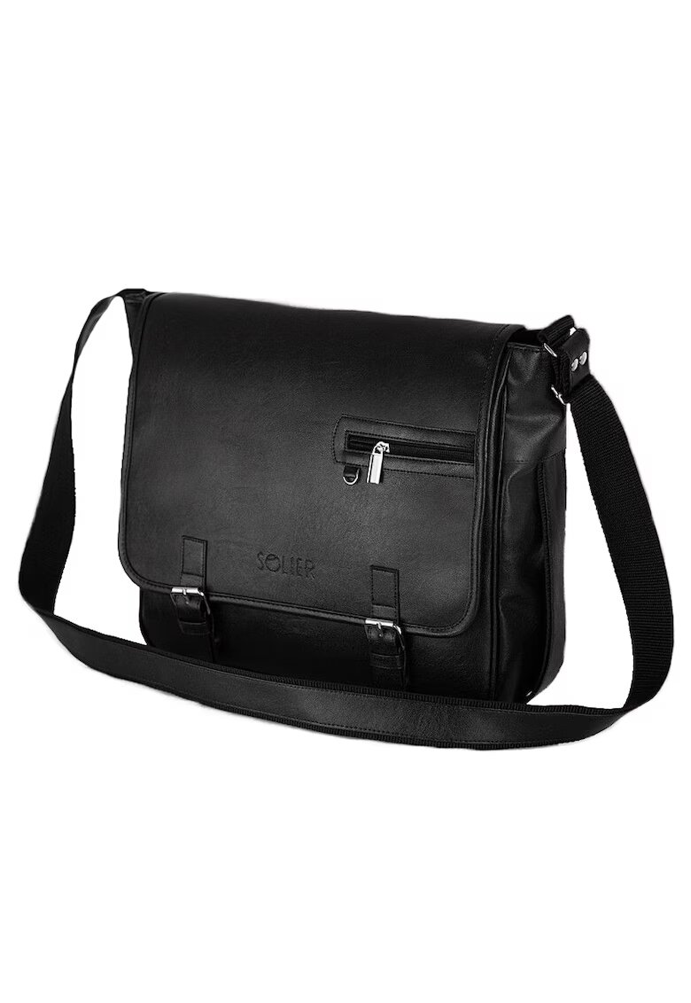 Solier Geanta barbateasca casual de umar S12 Negru