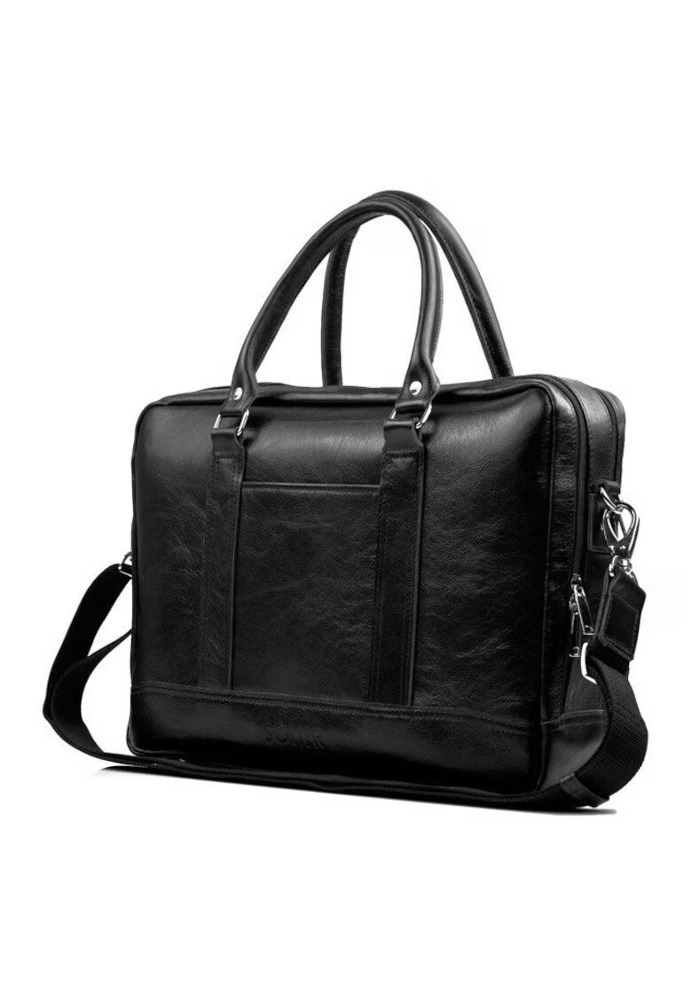 Solier Geanta barbateasca din piele SL02 ABERDEEN pentru laptop 15.6" negru