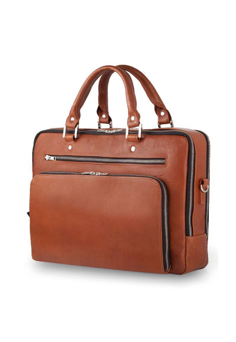 Solier Geanta barbateasca din piele vintage pentru laptop SL24 Shannon Maro