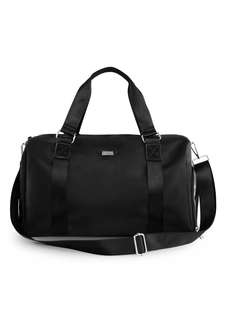 Solier Geanta de dama weekend FB51 Rimma din nailon - incapatoare - impermeabila - cu curea reglabila - ideala pentru calatorii si sala de sport - Negru - 45 cm x 34 cm x 17 cm