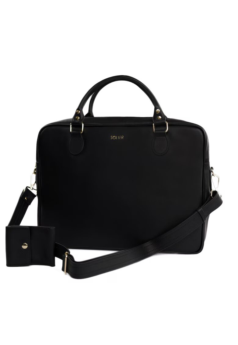 Solier Geanta din piele pentru laptop FL24 Venice - neagra