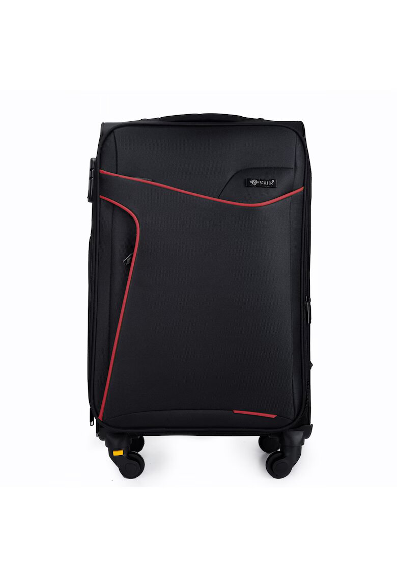 Solier Luggage Troler Solier STL1651 - Valiza Materiala - Capacitate M - negru rosu