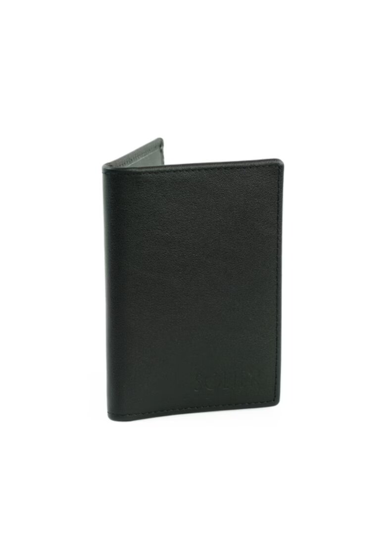Solier Portofel pentru carduri din piele naturala SW45 negru 11x8 cm