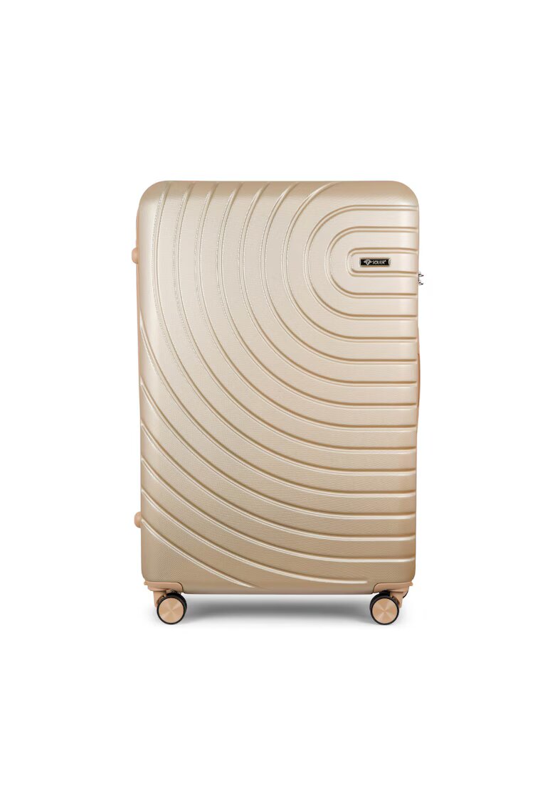 Solier Troler - Valiza pe roti mediu - 4 roti duble cu rotatie 360° - Auriu - M - 56L - ® AVENTOR 1064 GOLD 24'