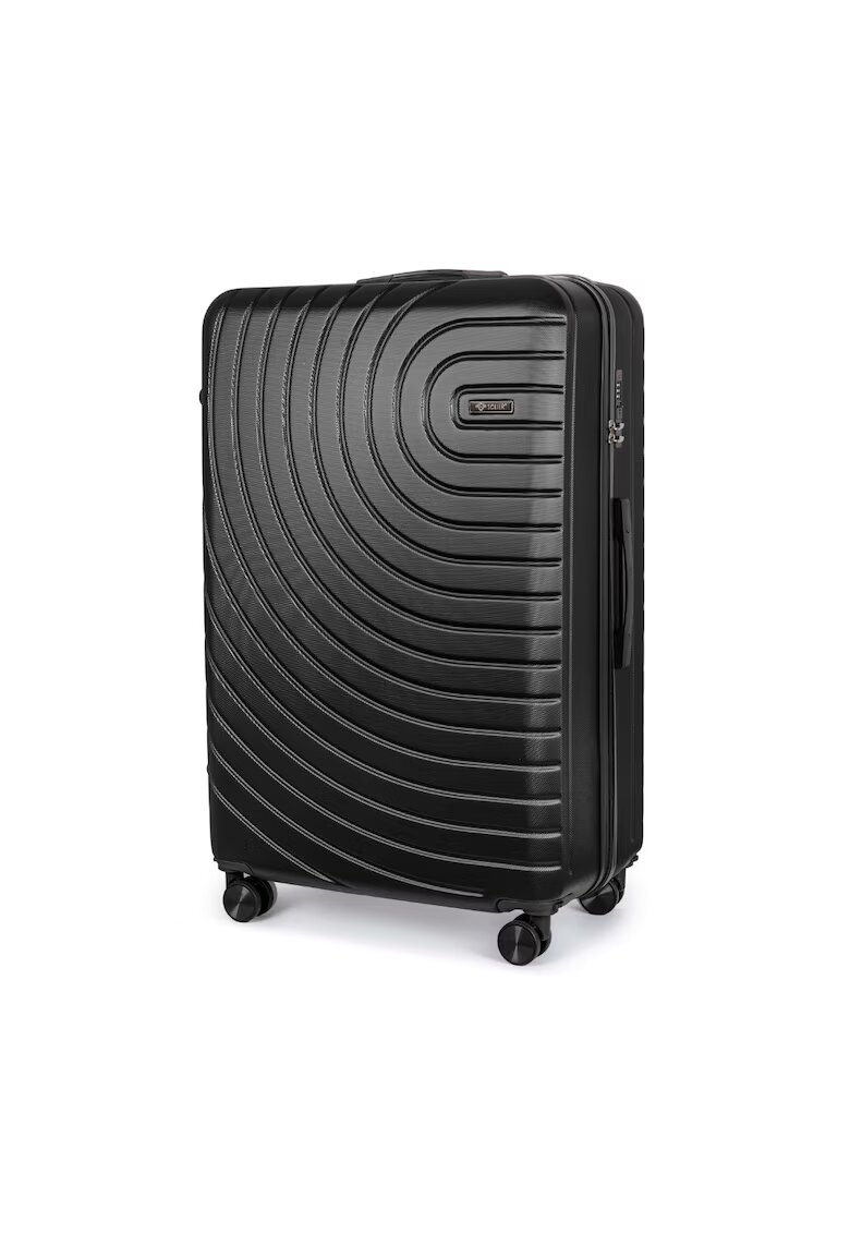 Solier Troler - Valiza pe roti mediu - 4 roti duble cu rotatie 360° - Negru - M - 56L - ® AVENTOR 1064 BLACK 24'