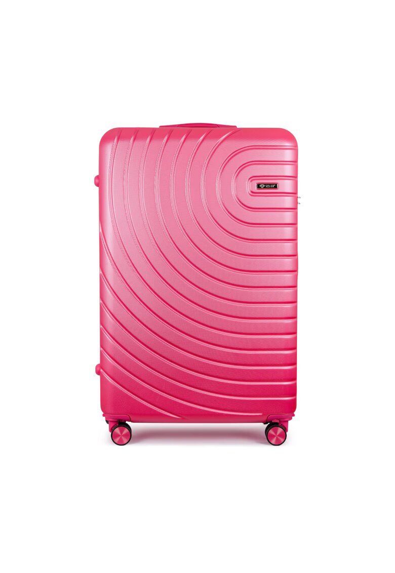 Solier Troler - Valiza pe roti mediu - 4 roti duble cu rotatie 360° - Roz - M - 56L - ® AVENTOR 1064 CORAL 24'