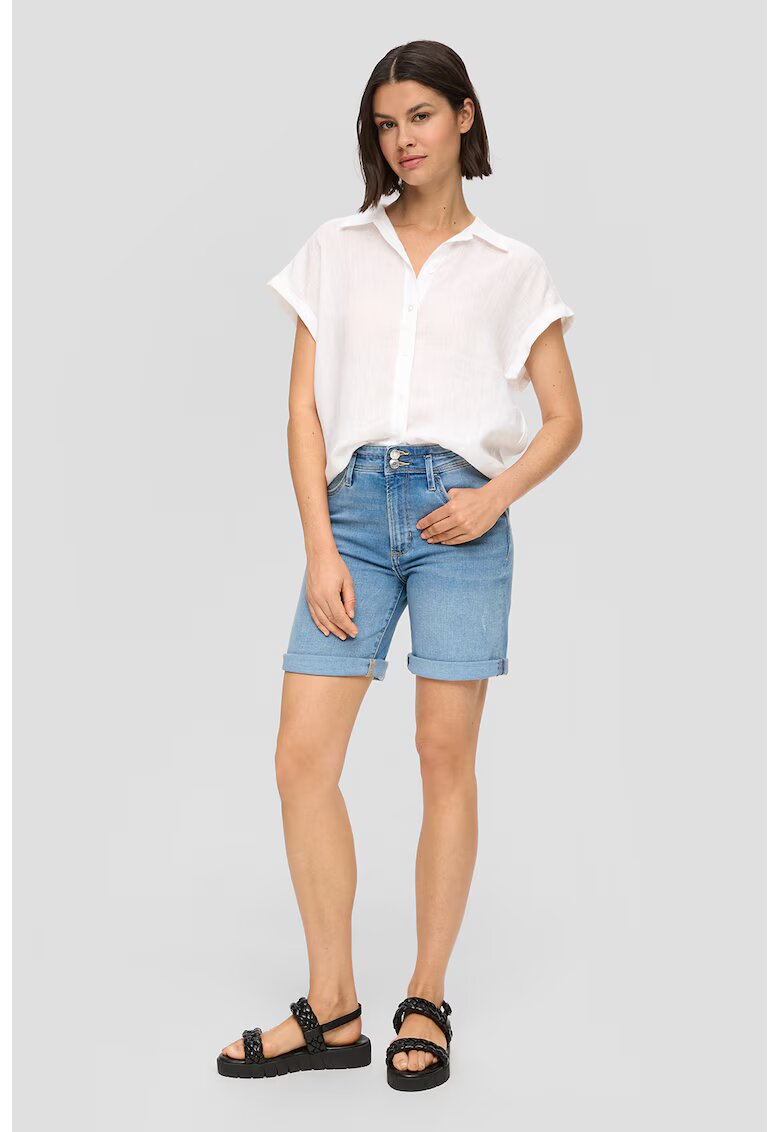 sOliver Bermude din denim cu talie inalta - Albastru pastel
