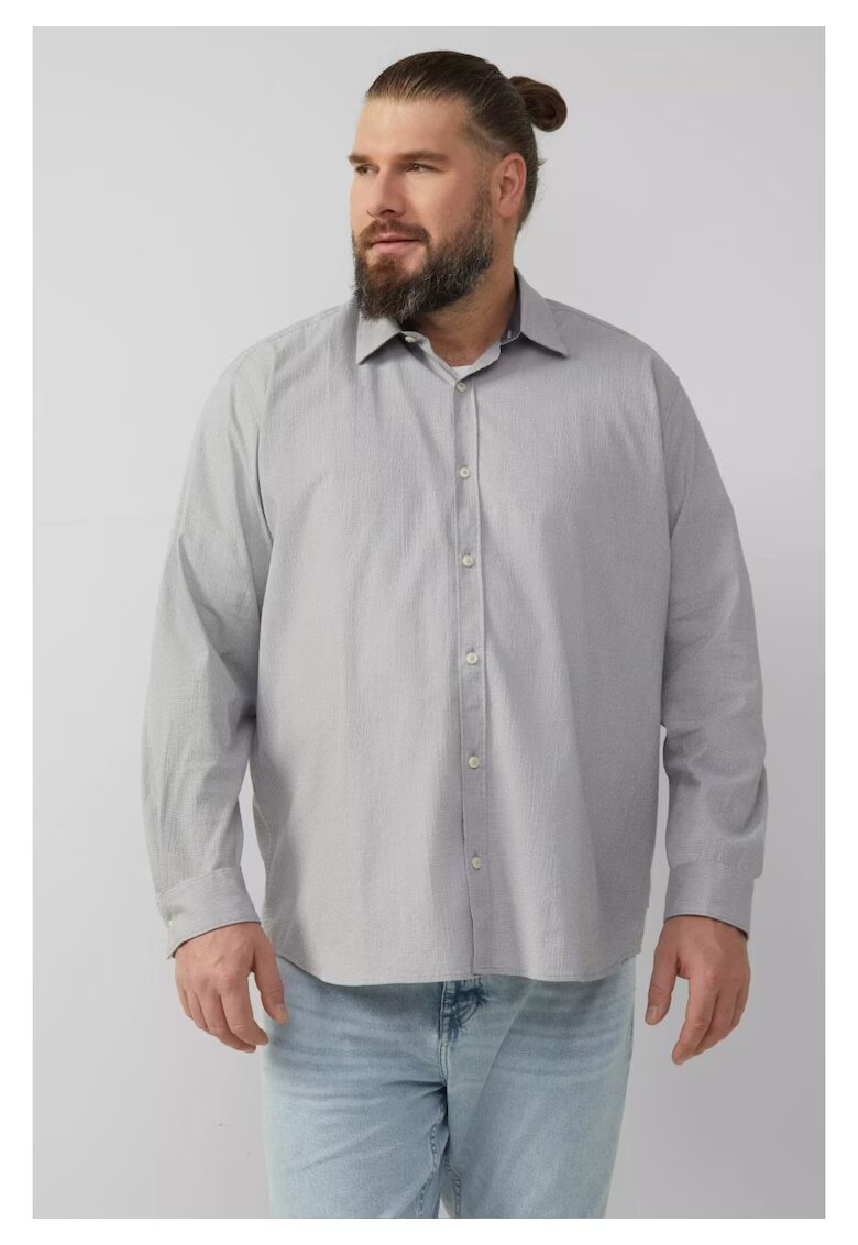 sOliver Big Sizes Camasa barbati big sizes - cu maneca lunga - Regular fit - Gri deschis - Gri deschis