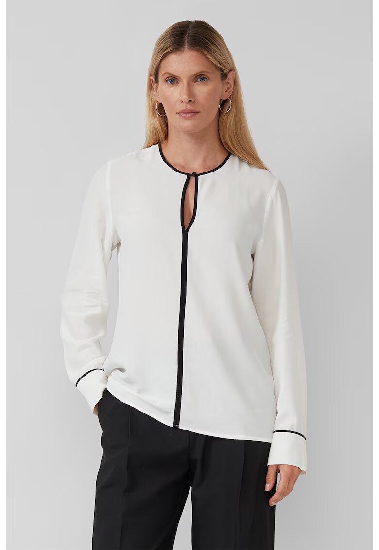 sOliver Bluza cu decupaj frontal - Alb/Negru