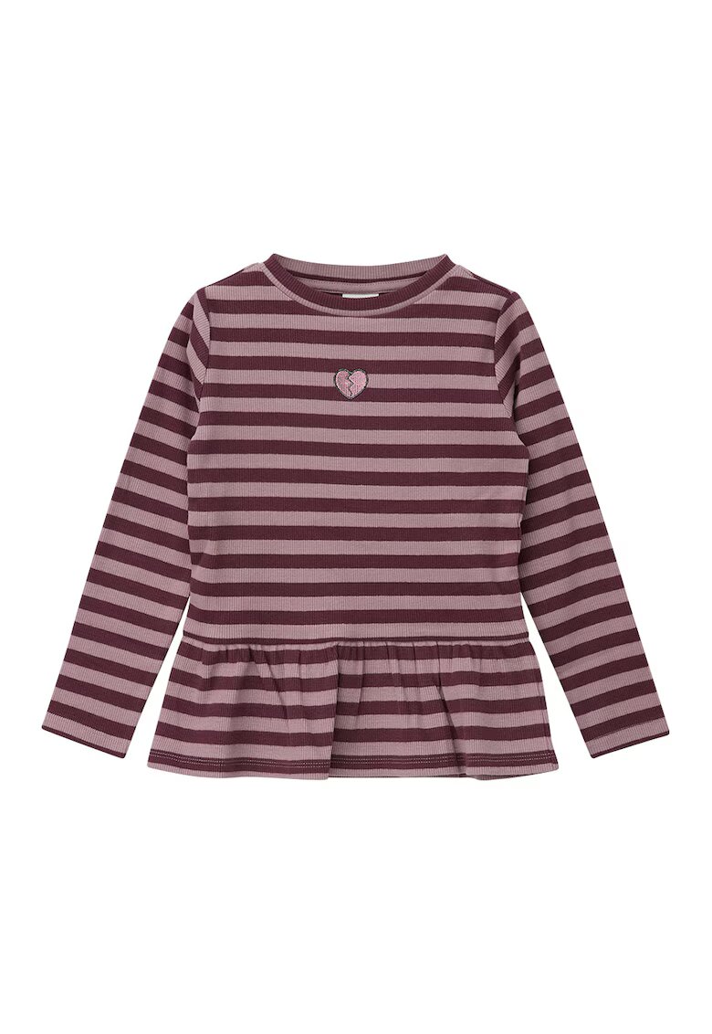 sOliver Bluza cu dungi si volan peplum - Violet tyrian/Roz prafuit