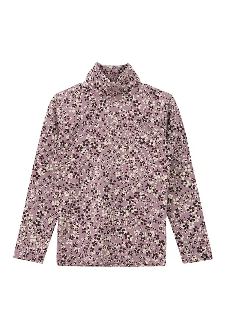 sOliver Bluza cu guler inalt si model floral - Violet tyrian/Roz prafuit