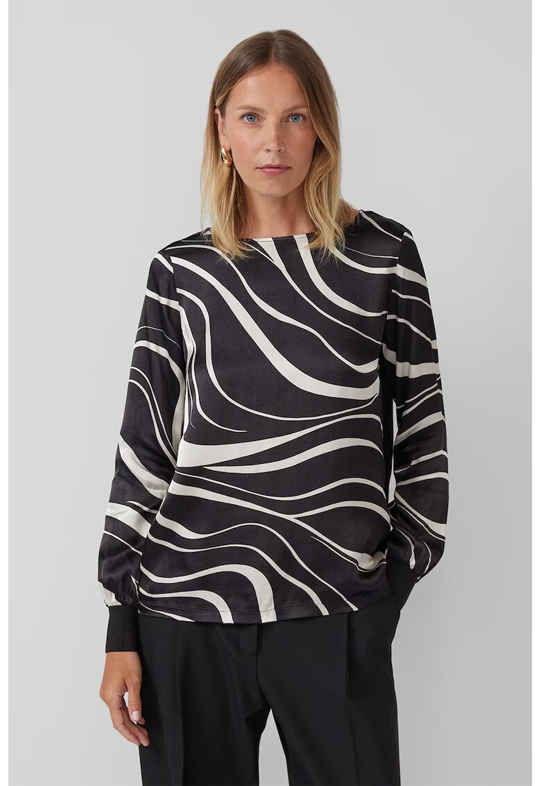 sOliver Bluza cu imprimeu frontal - Alb murdar/Gri inchis