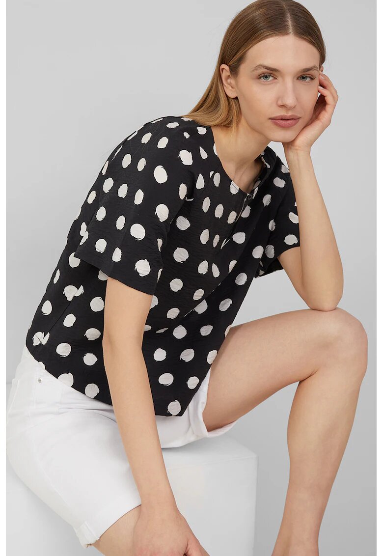 sOliver Bluza cu imprimeu grafic - Alb/Negru stins