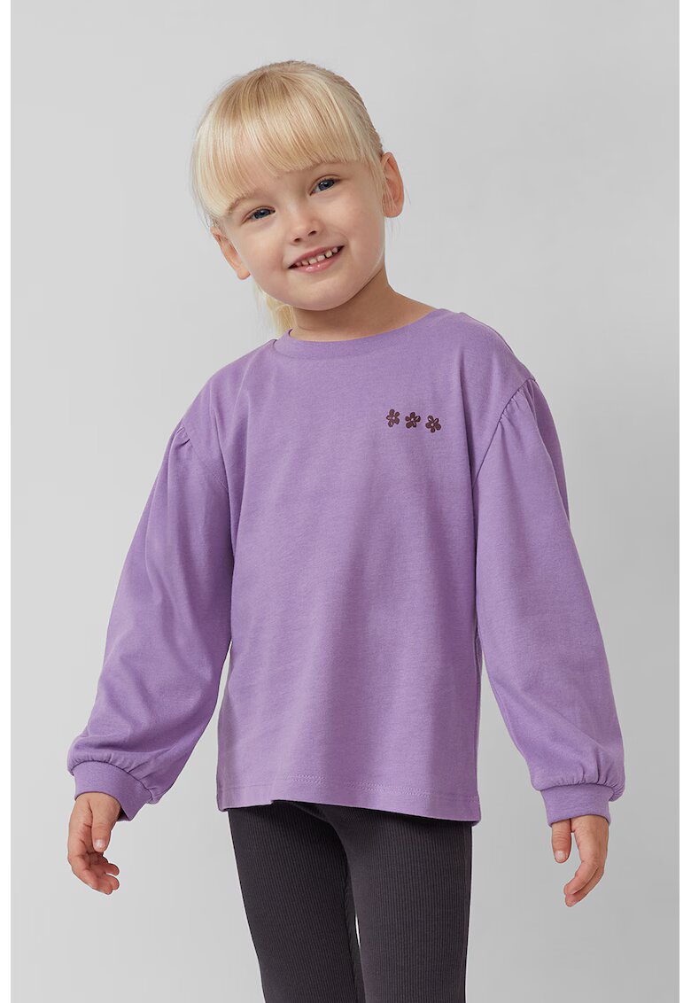 sOliver Bluza cu maneci bufante si imprimeu - Lila/Violet tyrian