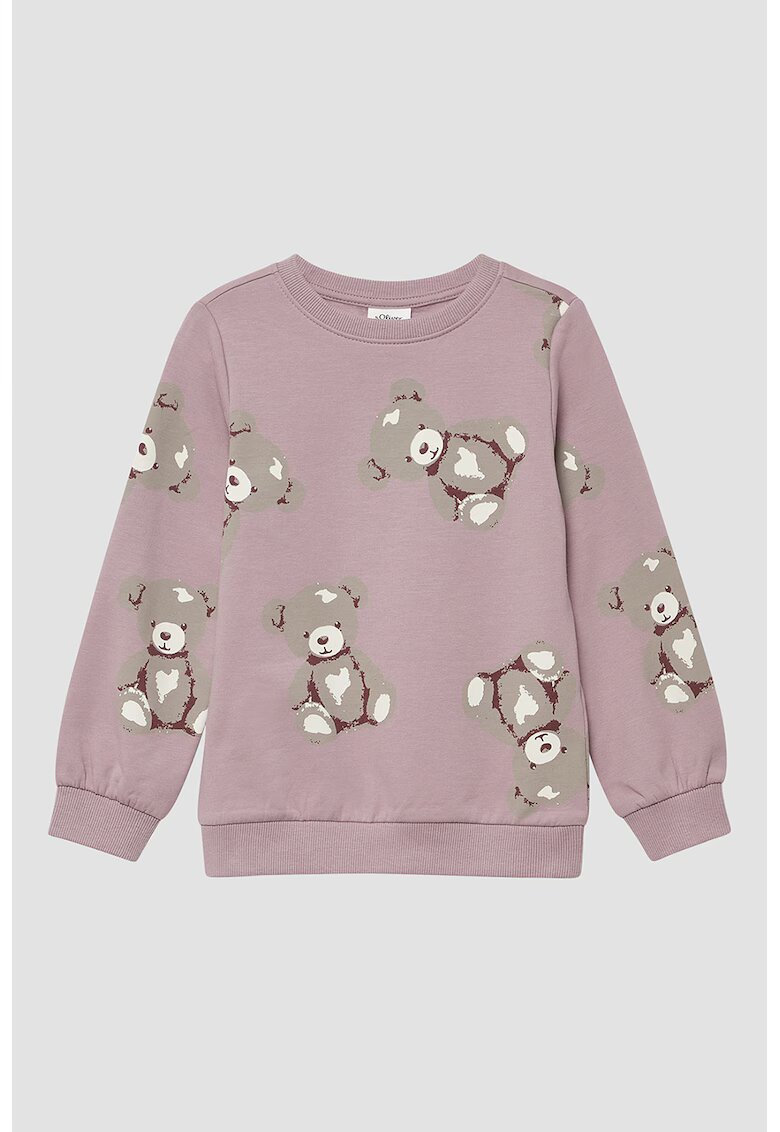 sOliver Bluza de trening cu imprimeu grafic - Maro taupe deschis/Lila