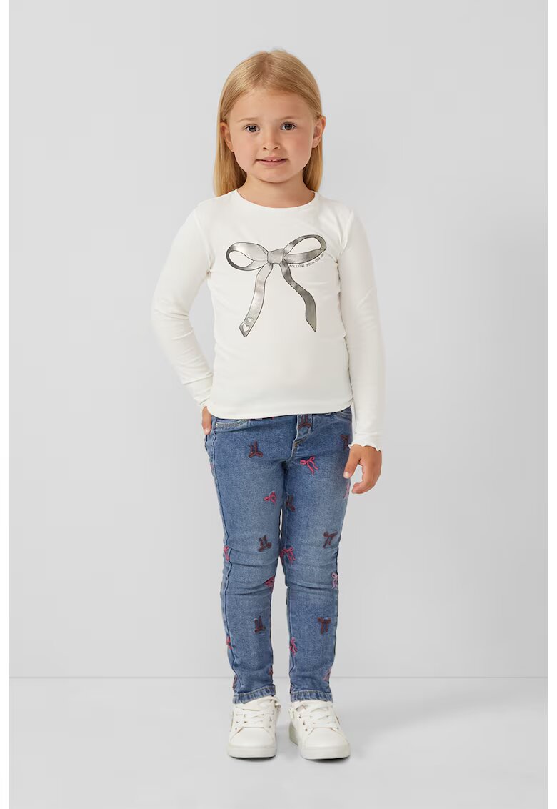 sOliver Bluza din amestec de bumbac cu imprimeu - Alb